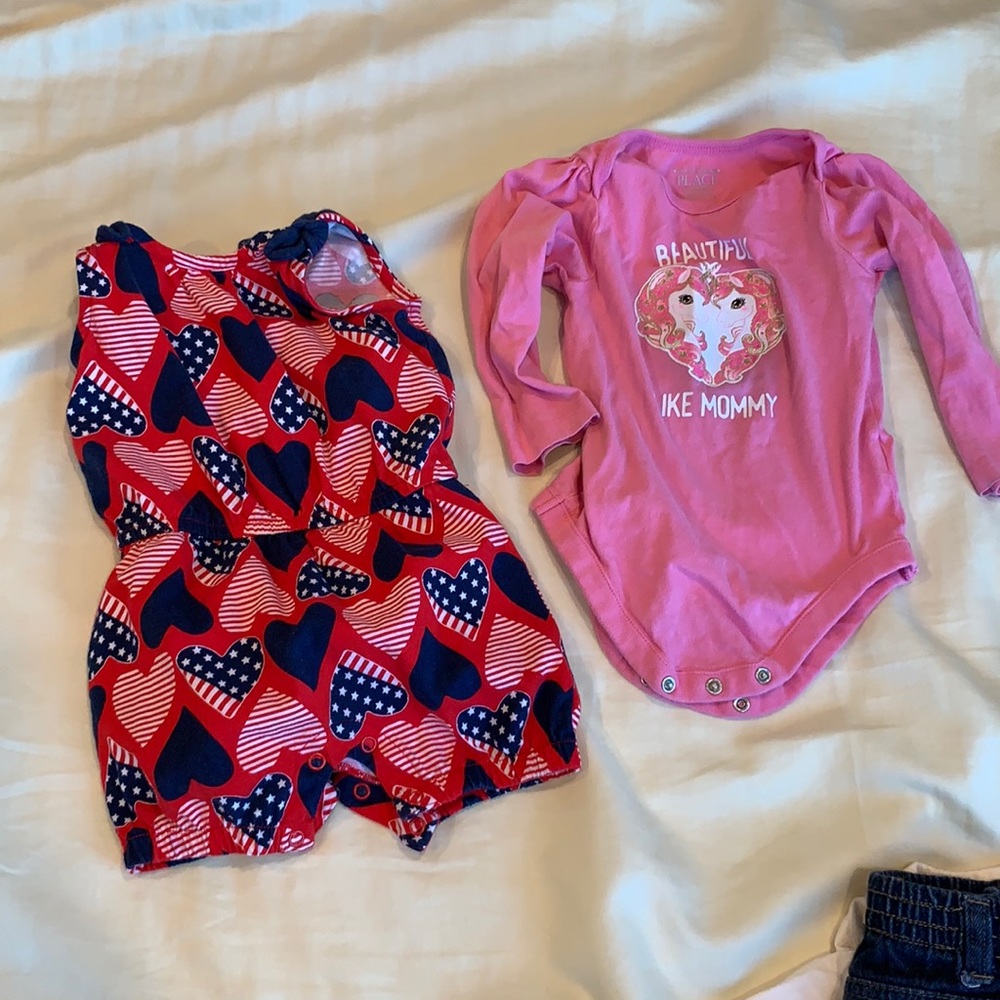 Two 12 Months outfits. A cute romper and onesie